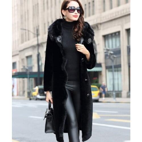 2020 Fashion Luxury Mink Fur Collar Hooded Fur Coat Women Wool Fur Jacket High Quality Warm Female Jacket Mujer Parkas Zjt301