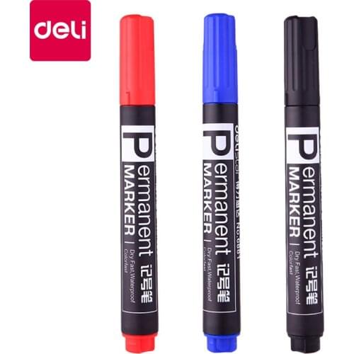 3pcs Deli 6881 Marker Pen Not Easy To Fade Oily Marker Pen Head Pen Office Stationery Marker Pens Graffiti