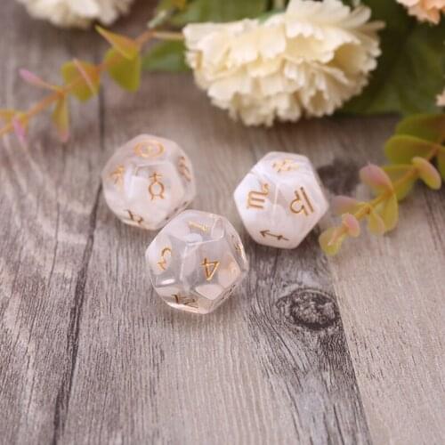 55KD 3pcs/set 12-Sided Two-color Bleached Astrological Dices Table Board Role Playing Game for Divination