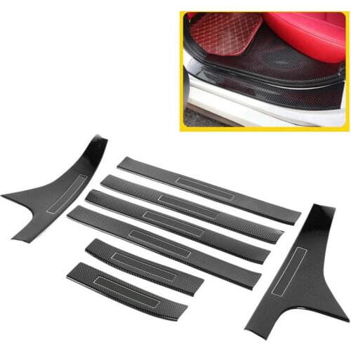 8Pcs/Set Door Sill Plate Carbon Fiber Type Threshold Scuff Protecor Guard Cover Fit for Honda Accord 2018 2019 2020 ABS