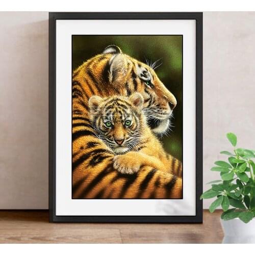 Mosaic Cross Stitch 5D DIY Diamond Painting Tiger Full Square/Round Drill Diamond Embroidery Animals Decoration Home
