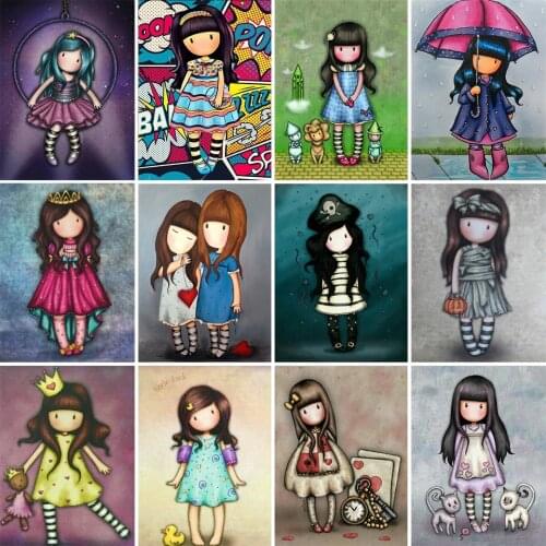 NicHome Diamond Painting Cartoon Girl Picture Full Drill Square Round Diamond Embroidery Cross Stitch Gift Kits Home Decor