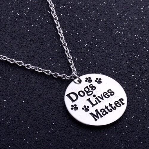 Bespmosp 24PC/Lot Wholesale Trendy Cat Pet Rescue Dogs Lives Matter Paws Chain Charm Pendant Necklaces Jewelry Love Family Women