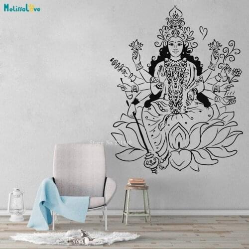 Large Size God Vinyl Wall Decal Indian Goddess Hinduism Lotus Om Meditation Stickers Cool Exquisite Poster YT4190