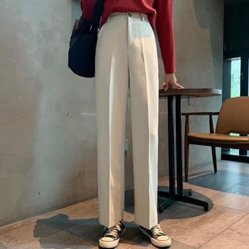 Woman Straight Pants Autumn Spring High Waist Slim Office Lady Pencil Female Ankle Trousers