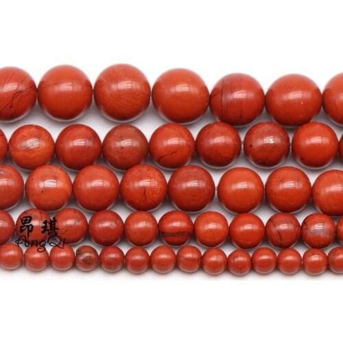 Natural Stone Beads Red Stone Round Beads 15" Strand 4 6 8 10 12MM Pick Size For Jewelry Making Charm Bracelets DIY Accessories