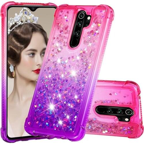 For Redmi Note 8 Pro 7A K20 Case Gradient Shockproof Moving Star Glitter Sequin Liquid Quicksand Cushion Reinforced Corners Case