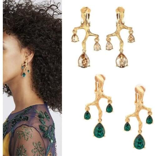 CSxjd High Quality Luxury Branch Crystal without pierced ears ear clip Vintage Womens Jewelry