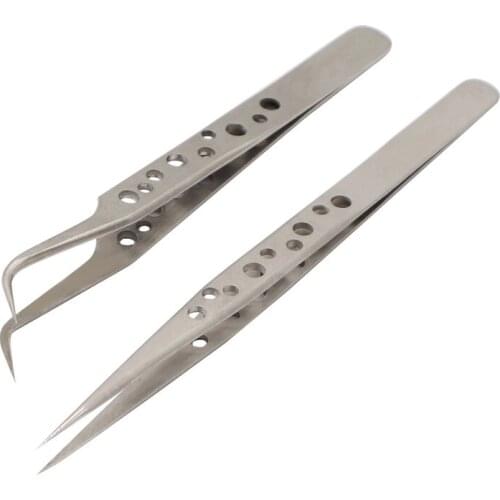 Electronics Industrial Tweezers Anti-static Curved Straight Tip Precision Stainless Forceps Phone Repair Hand Tools Sets