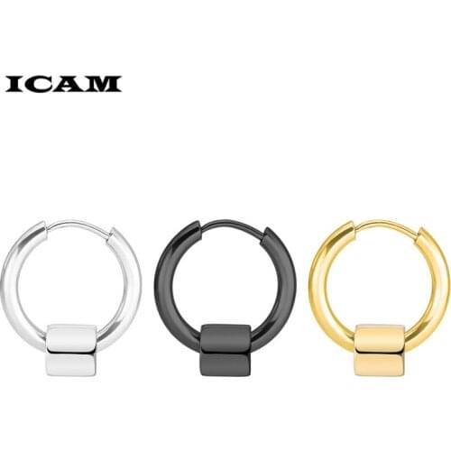 ICAM Hoop Earrings For Women Gold/Silver/Rose Gold/Black Color Round Circle Earring Ear Ring Clip Earrings aretes Mujer