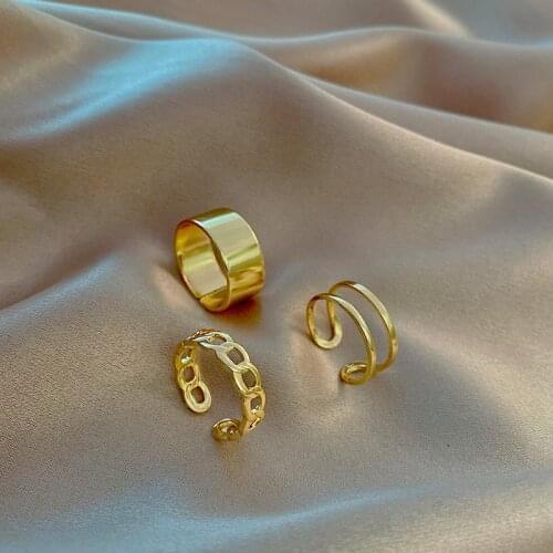 Minimalism Gold Color Round Geometric Finger Rings Set for Women 2021 Classic Circle Open Ring Joint Ring Female Jewelry