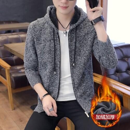 Mens Plus thick velvet Sweaters Cardigan Full Sleeves Sweater Loose Basic Knitted Coat Zipper Tops Fashion Winter Clothes New
