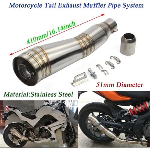 16.14inch Exhaust Silencer Tip Tubes Removable DB Killer Stainless Steel For 38-51mm Muffler System Motorcycle