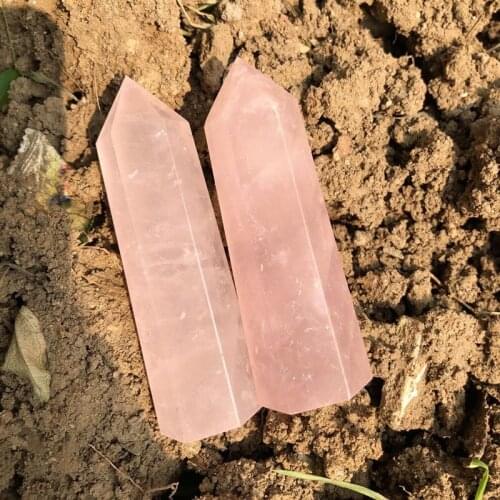 Natural stones rose quartz crystal wand point healing reiki minerales gemstones home decoration
