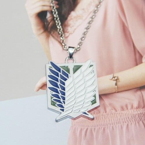 Attack On Titan Necklace Wings Of Freedom Eren Scout Legion Stationary Guard Military Police Trainee Squad Pendant Anime Jewelry