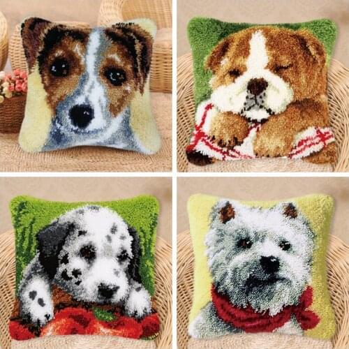 Prajna Animals Craft Cross Latch Hook Embroidery Cushion Cover PillowCase Stitch Needlework Crocheting Sofa Accessories Gift DIY