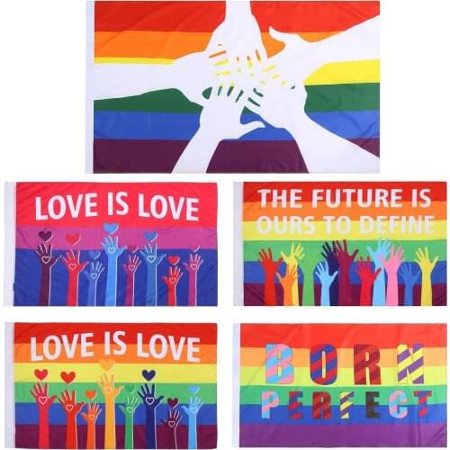 3x5 ft Rainbow Flag Gay Pride Flag Garden Hanging Flag LGBT Rainbow Flag Banner Love is Love Sign Gay Lesbian Love Flag