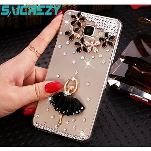 Luxury ballet girl Rhinestone Back Case Cover for Samsung Galaxy J4 Plus A21s S3 mini S4 Note 3 4 S5 2016 A7 A3 A5 2017 Phone