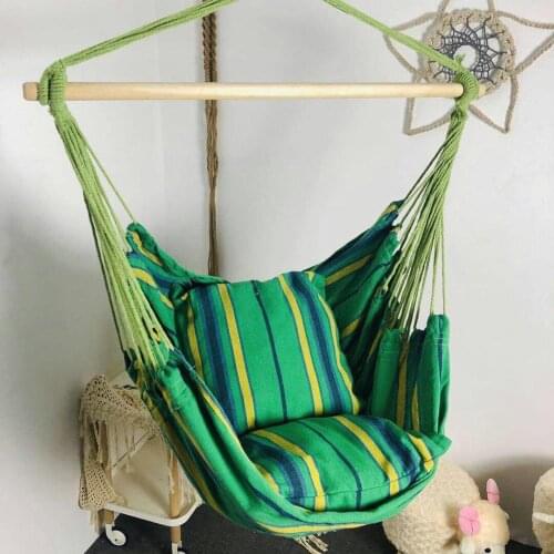 Garden Swing Chair Hammock Hanging Rope Chair Hanging Chair Seat with 2 Pillows for Indoor Outdoor Sleeping Bag