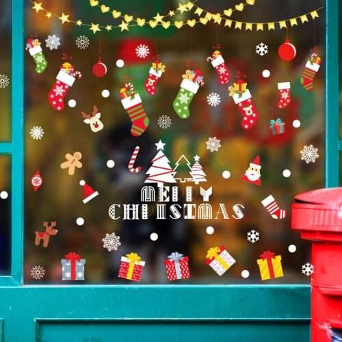 DIY Merry Christmas Wall Stickers Window Glass Festival Decals Tree Murals New Year Christmas Decorations for Home Decor