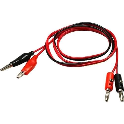Banana plug to alligator clip cord Power test lead 2 plug to 2 clips red and black wire length 1 meter