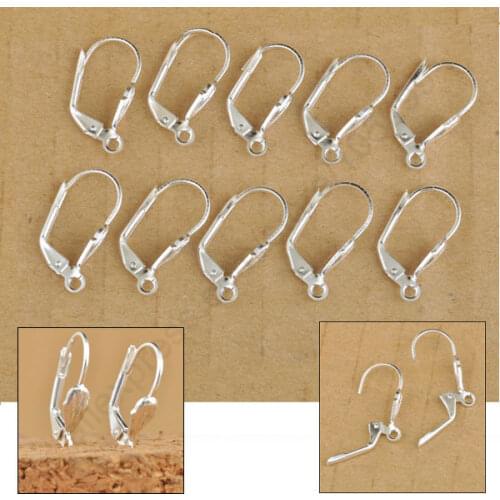 Free Fast Ship 100Pcs Lot Jewelry Findings Sterling Silver Plated Square Hook Earring Earwires For Beads Crystal Stone Nice Made
