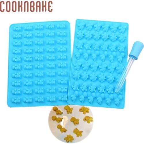 COOKNBAKE Gummy bear Candy silicone mold for Chocolate biscuit Cake Decorating Tool dinosaur sugar candies mould with Dropper
