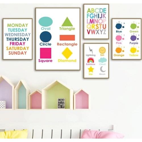 Modern Canvas Painting Poster Print Educational Learning Number Alphabet Color for Nursery Children Rooms Gallery Wall Decoratio