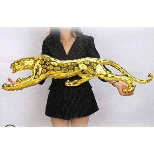 Decoration home Extra large copper leopard ornaments pure copper leopard cheetah large brass living room to attract wealth