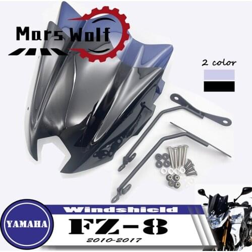 Fits For YAMAHA FZ 8 FZ8 fz8 Sport screen 2010-2017 Motorcycle Black Windshield Windscreen Aluminum Kit Deflector Fairing Cove