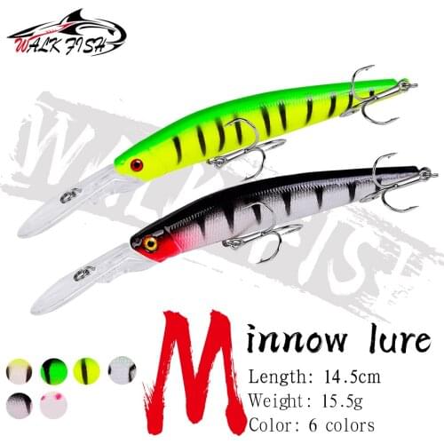 WALK FISH 1PCS Floating Minnow Bait 14.5cm-15.5g Noisy Fishing Lure Topwater Wobbler Artificial Hard Bait Bass Fishing Tackle