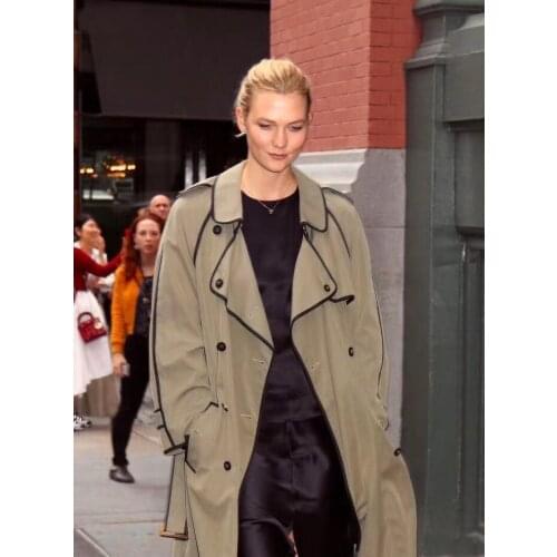 2021 Fall Winter Woman Jacket British Style Stand-Up Collar Top Color-Blocking Zipper Hooded Long Womens Trench Coat