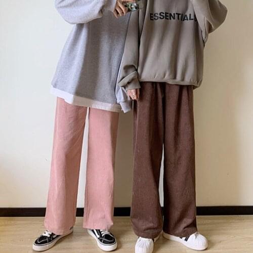 PR Corduroy Unisex Casual Pants 2021 Autumn Fashion Casual Pants Women Streetwear Loose Oversize Korean Hip Hop Trousers