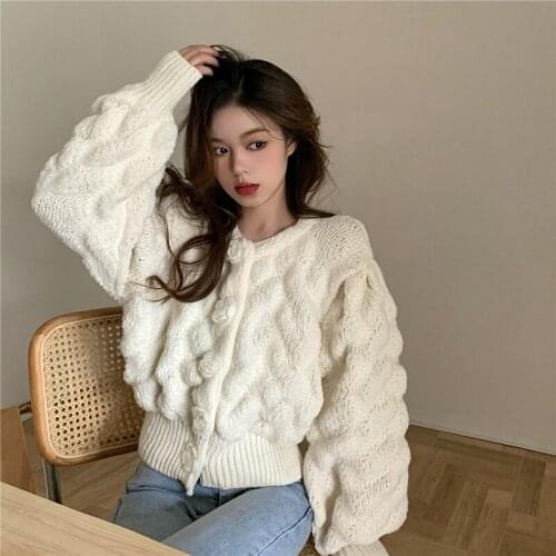 Loose Knit Cardigan Jacket Women Autumn Winter Single Breasted Casual Sweater Coat Streetwear Sweater Vintage Knitwear Outwear