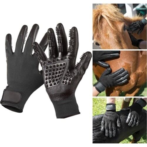 1 Pair Cat grooming glove Pet hair deshedding brush Dog Horse soft rubber comb for bath massage Hair remover brush for animals