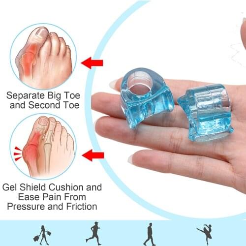 2 Pcs Blue Soft Silicone Toe Separator Big Toe Separator Overlapping Relief Hallux Valgus Pain Bunion Thumb Corrector Tool