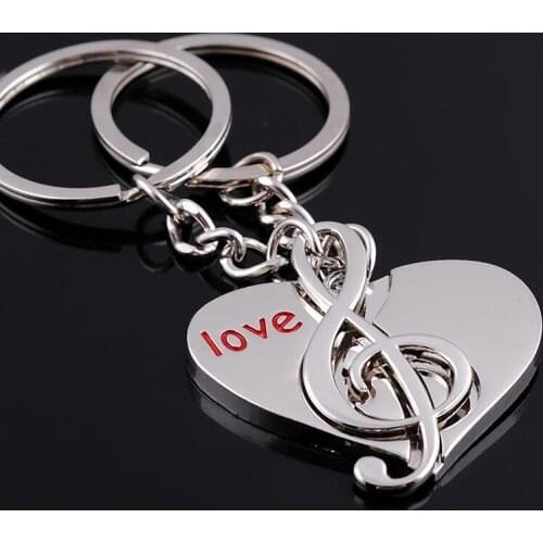 20 pairs/lot) Car Keyring Lover Heart And Music Symbol Keychains Cupids Arrow Couple Key Chain Valentine Wedding Gifts KC006