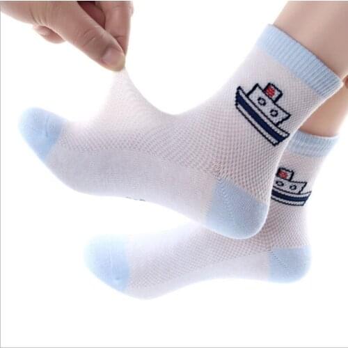 20pcs=10pair 2020 Popular Sailboat Children Socks Spring And Summer New Breathable Mesh Boys Baby Socks Sports 0-8years Baby