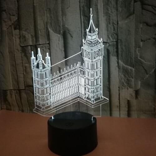 Building Big Ben 3d Nightlight 7 color Touch Led Visual Light Gift Customized Acrylic 3d Table Lamp Table Moderne Desk Lamp