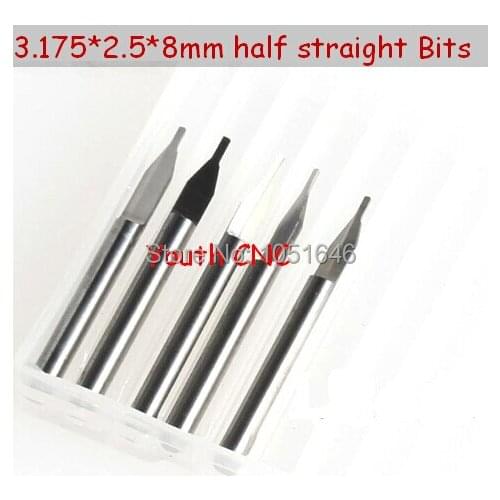 5pcs/Lot 3.175*2.5*8mm half straight Bits Flat Bottom CNC Router Tools, Cutting Bit, free shipping