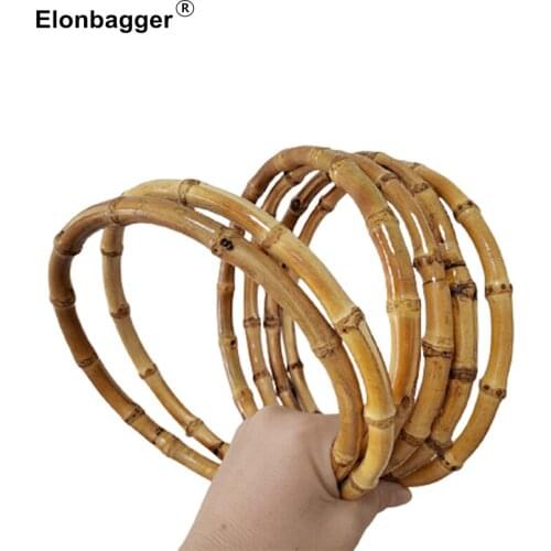 Stock Handbag Hardware DIY Bag Accessories Nature Color Round Bamboo Shoulder Handle Rattan Obag Purse Handles O Shape Parts