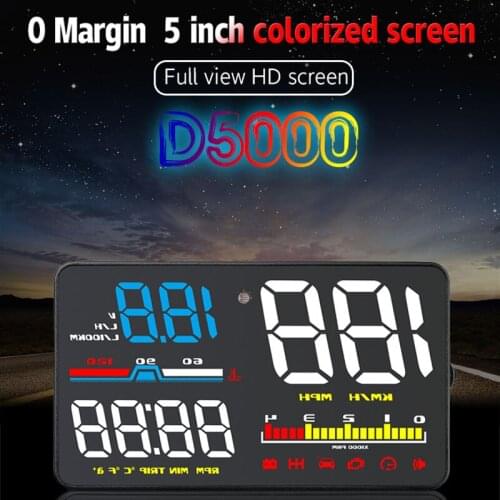 D5000 OBD2 Hud Car Speed Windshield Projector Head-Up Display Speedometer Projetor Auto Alarm OBD OBDii Head Up Display