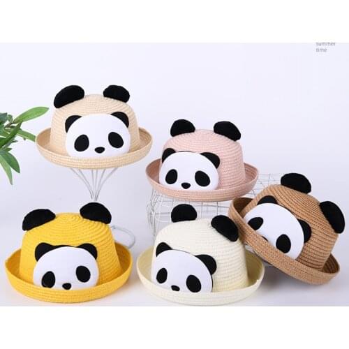 Casquette Homme Cute Baby Hat With Ears Cartoon Summer Straw Baby Girl Boy Kids Snapback Baseball Cap Children Beach Sun Hat 073