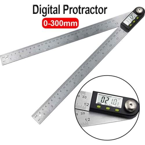 300mm 12" Digital Angle Ruler Finder Meter Protractor Inclinometer Goniometer Electronic Angle Gauge Stainless Steel