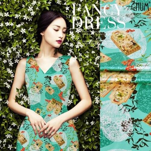 CNUM SP676 Pure Silk /Cherry & Celadon/ Silk Fabric 93% Silk 7% Spandex Elastic/Width 1.18yd Thickness 19mm