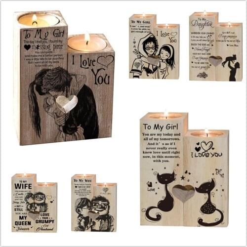 Heart-shaped Wooden Candle Holder Wedding Party Festival Candle Holders Art Gift Home Romantic And Elegant Decor