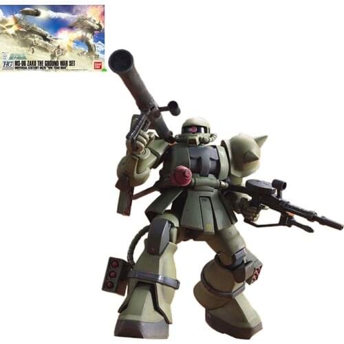 BANDAI Gundam 1/144 MS-06 ZAKU The Ground War Set Figurine Model Kids Assembled Toys Robot Anime Action Figures Collection Gifts