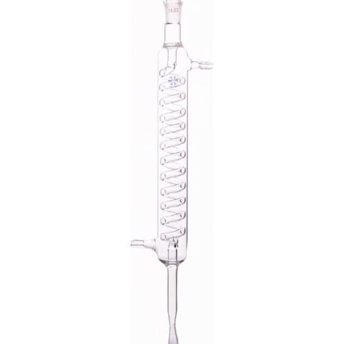 Format serpentine condenser,Spiral condensation length 150mm/200mm,Full glass distiller condenser,standard ground mouth 14/23
