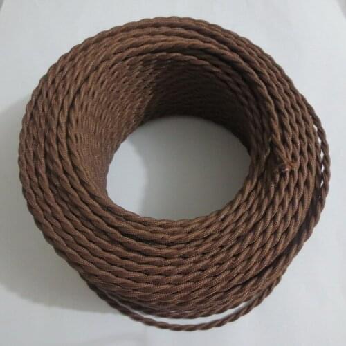 Perfect vintage pendant lamp wire 2 core twisted lighting dark brown color Beige Textile cable