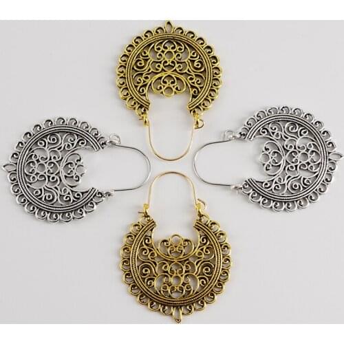 LeeSell Indian Tribal Brass Dangle Drop Earring Flower Ornate Gypsy Earrings For Women Boho Vintage Earrings Pendientes Mujer